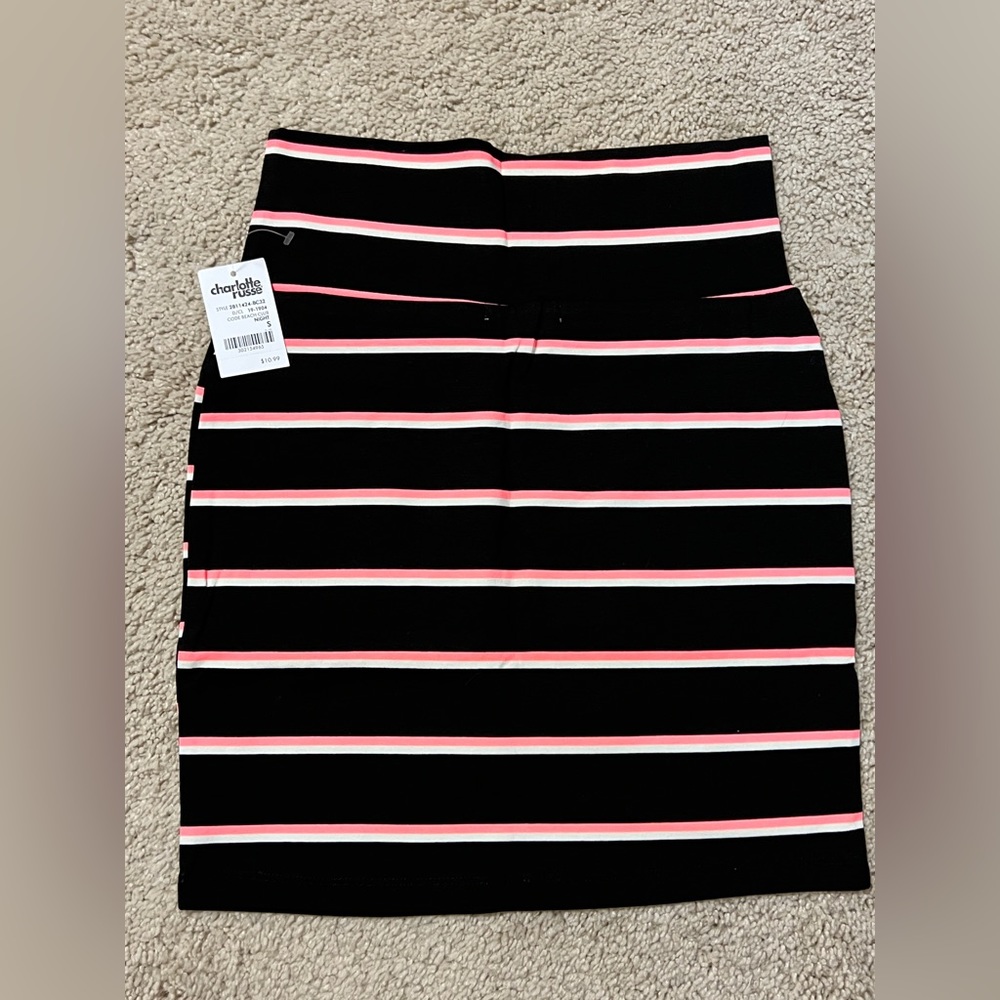 Charlotte Russe Striped Black Pink and White Body-con Skirt